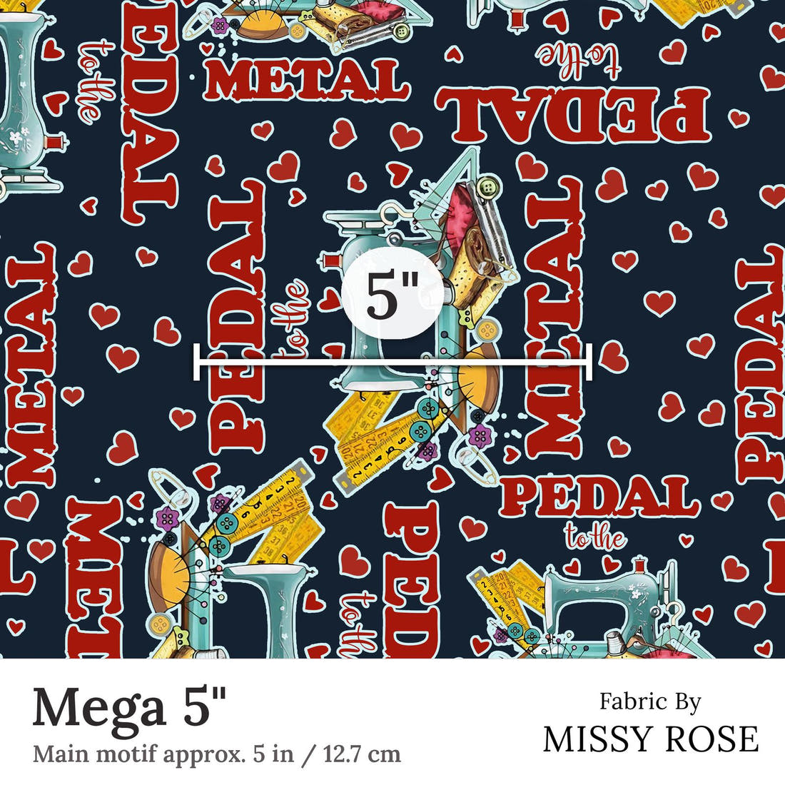 Design 358 Sewing Fabric Mega 5 inch print scale guide | Fabric by Missy Rose