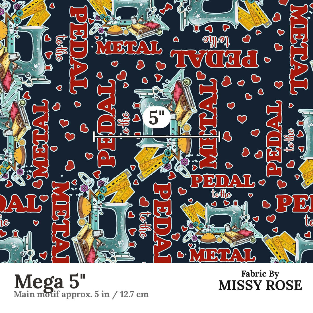 Design 358 Sewing Fabric Mega 5" - print scale | Fabric by Missy Rose