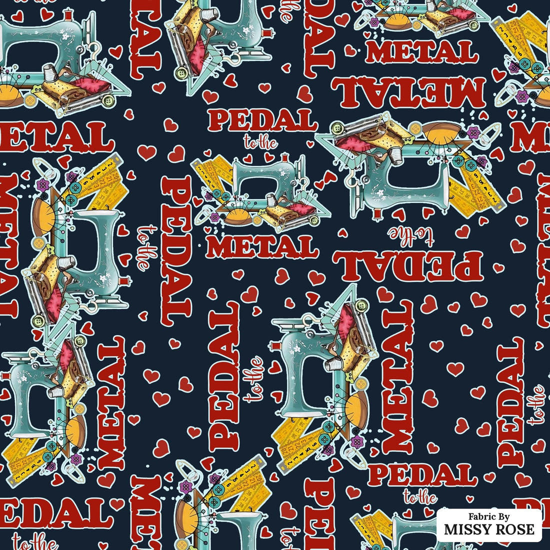 Design 358 Sewing Fabric - flat view of the print, zoom in for detail | Fabric by Missy Rose