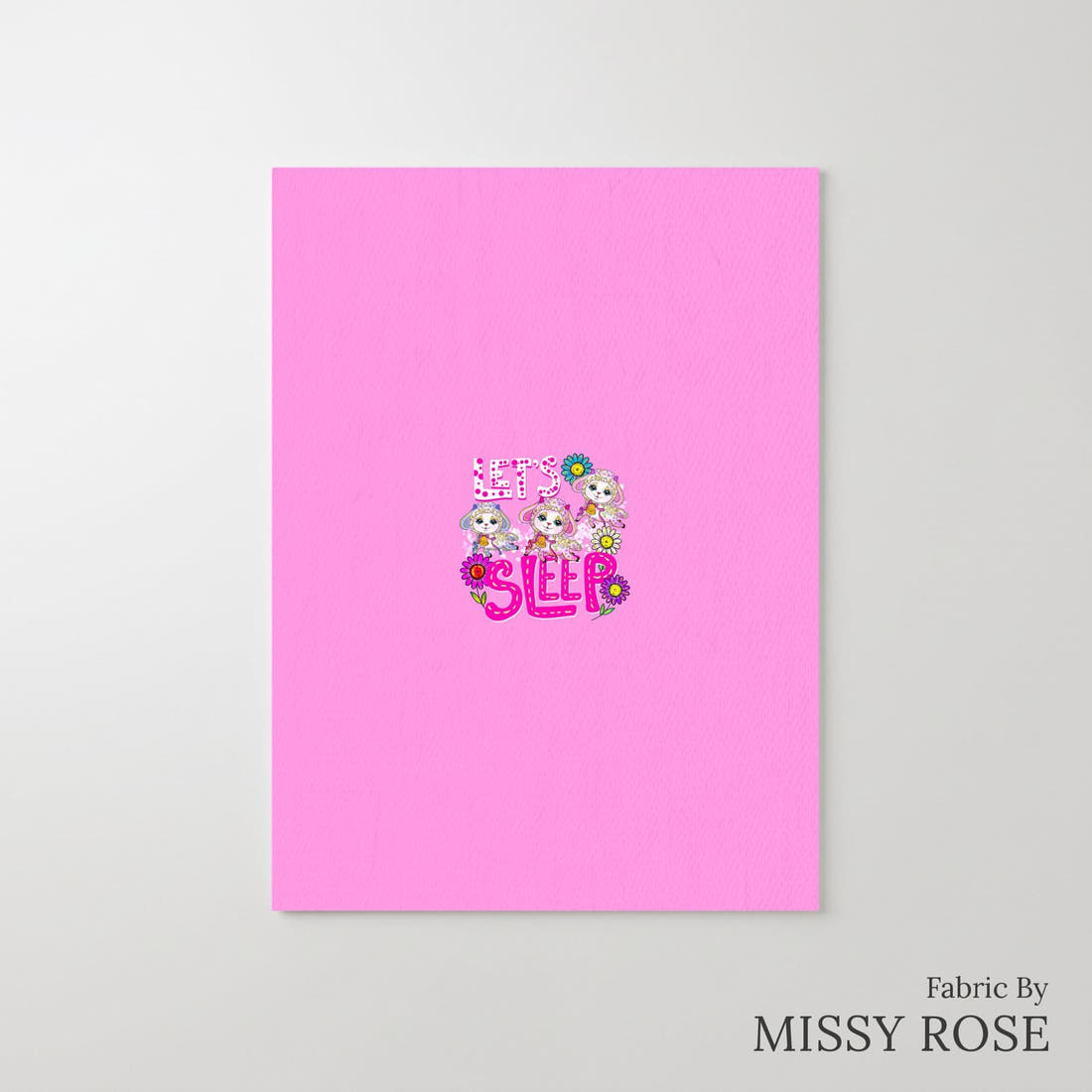 Design 359 Pink Lamb Panel – printed fabric panel with centred picture, custom printed to order | Fabric by Missy Rose