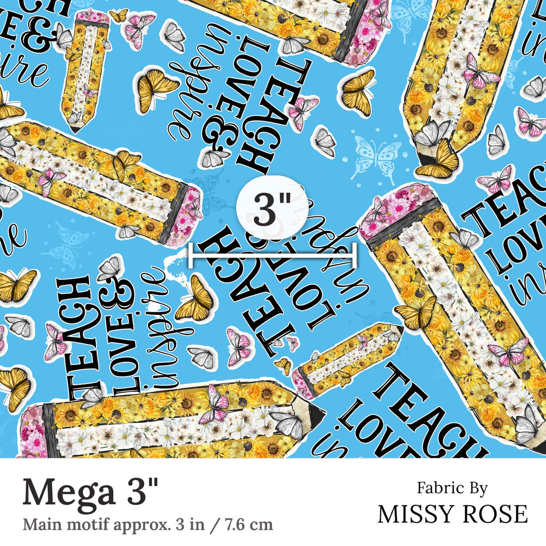 Design 36 Teacher Fabric Mega 3 inch print scale guide | Fabric by Missy Rose