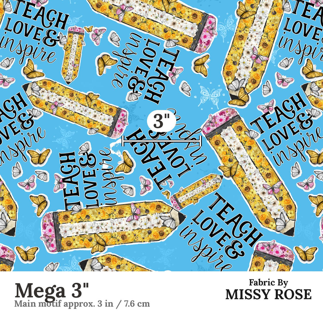 Design 36 Teacher Fabric Mega 3" - print scale | Fabric by Missy Rose