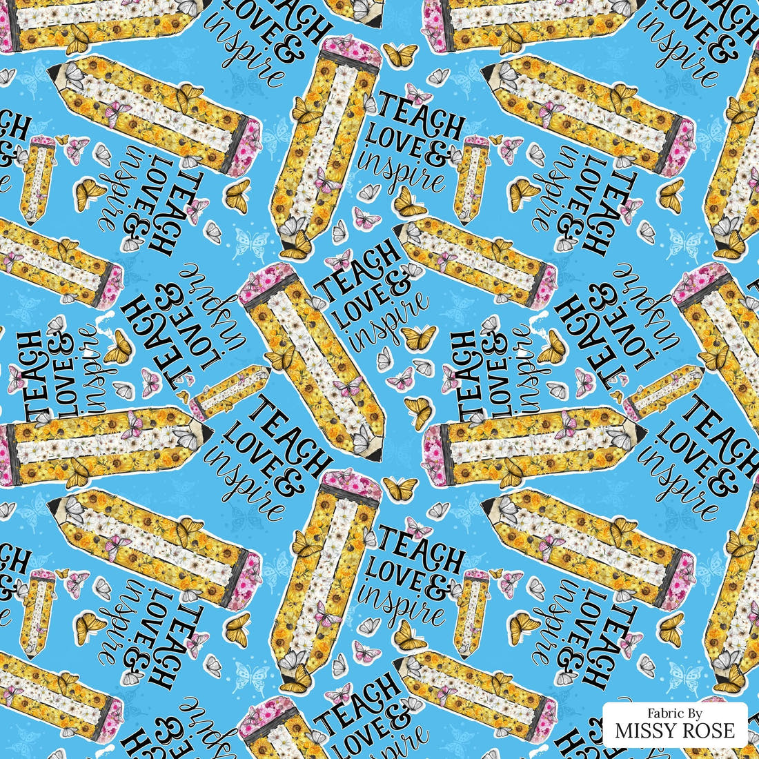 Design 36 Teacher Fabric - flat view of the print, zoom in for detail | Fabric by Missy Rose