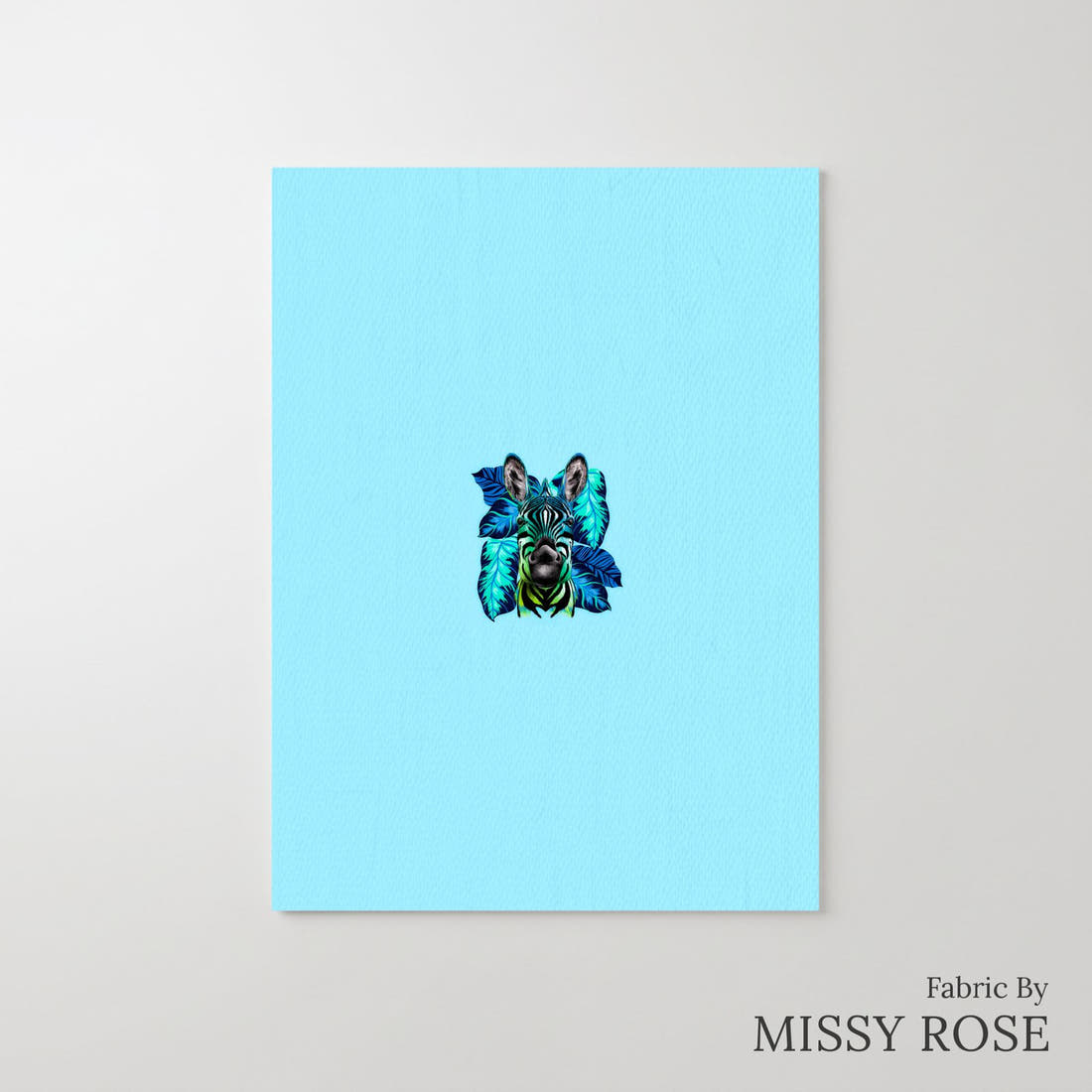 Design 360 Blue Zebra Panel – printed fabric panel with centred picture, custom printed to order | Fabric by Missy Rose