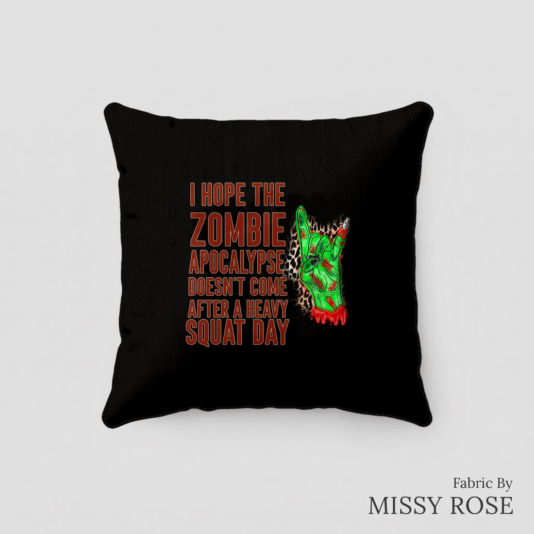 Design 361 Zombie Panel sewn into a cushion – see how the panel looks made up | Fabric by Missy Rose