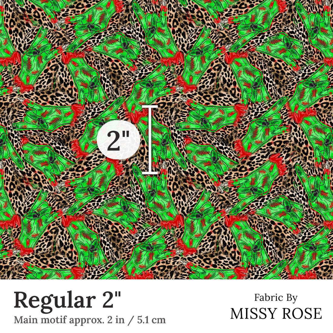 Design 361 Zombie Fabric Regular 2 inch print scale guide | Fabric by Missy Rose