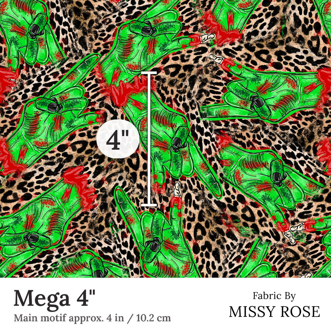 Design 361 Zombie Fabric Mega 4 inch print scale guide | Fabric by Missy Rose