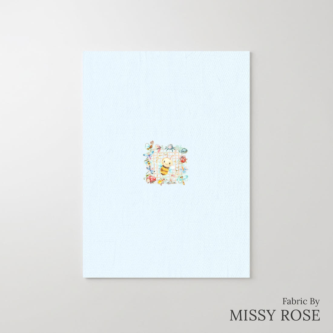 Design 362 Cute Plaid Insects Panel – printed fabric panel with centred picture, custom printed to order | Fabric by Missy Rose