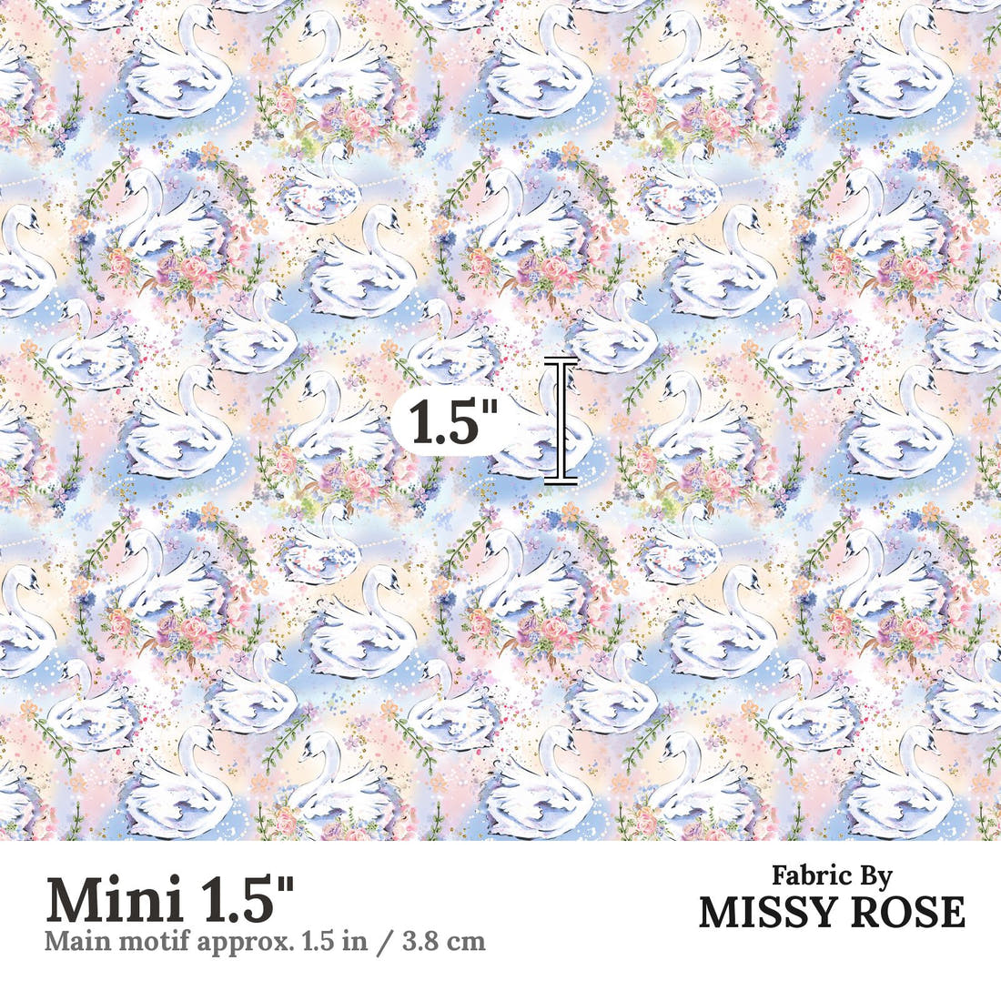 Design 363 Swans Fabric Mini 1.5" - print scale | Fabric by Missy Rose