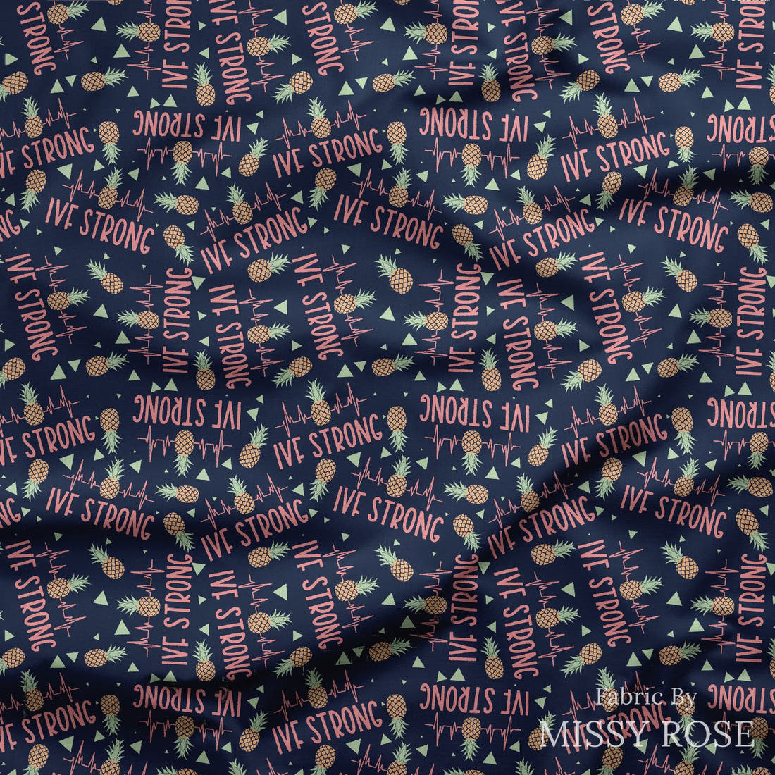Design 364 IVF Strong Fabric draped fabric mockup – custom printed fabric by the metre | Fabric by Missy Rose