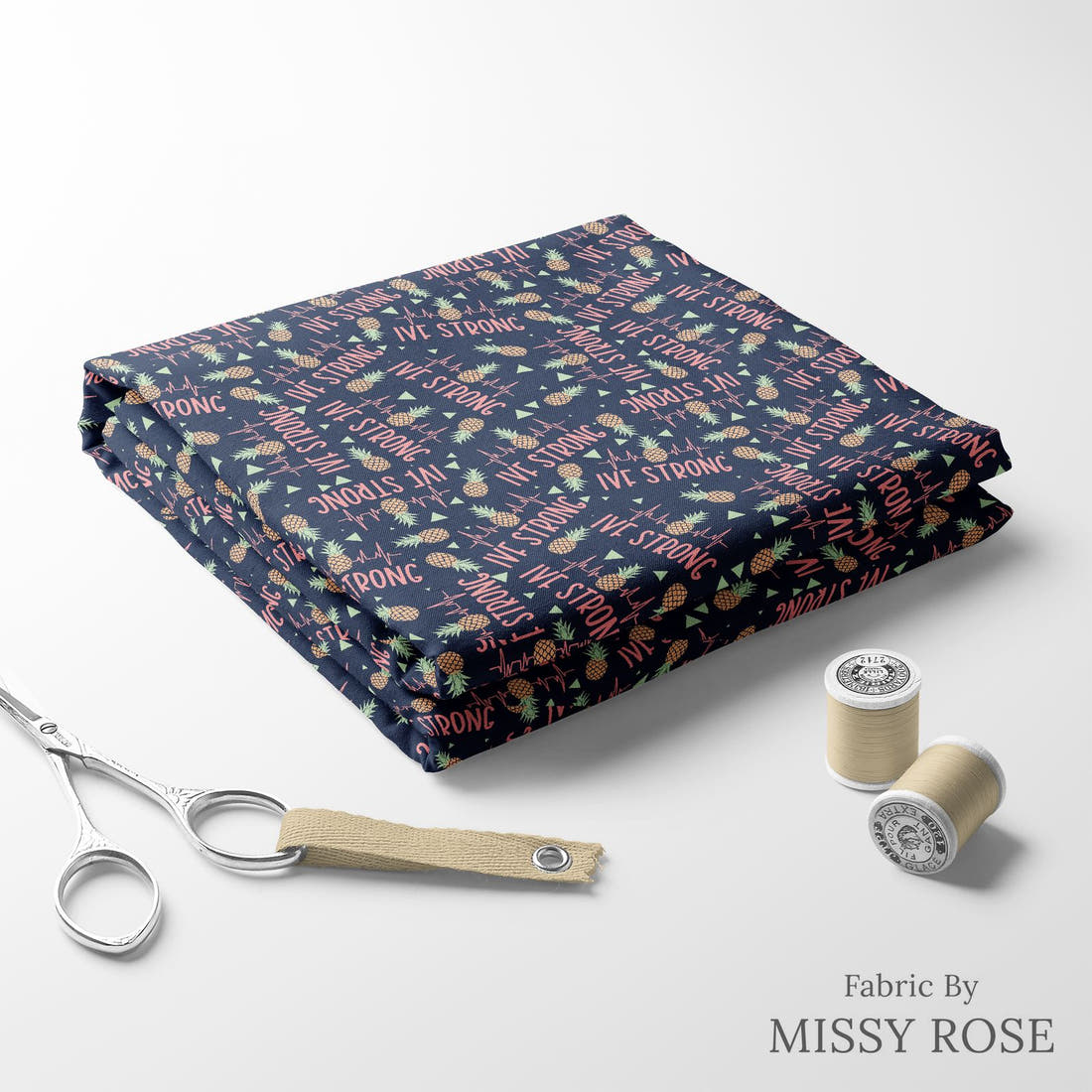 Design 364 IVF Strong Fabric folded fabric stack with matching thread – pre-order fabric Australia | Fabric by Missy Rose