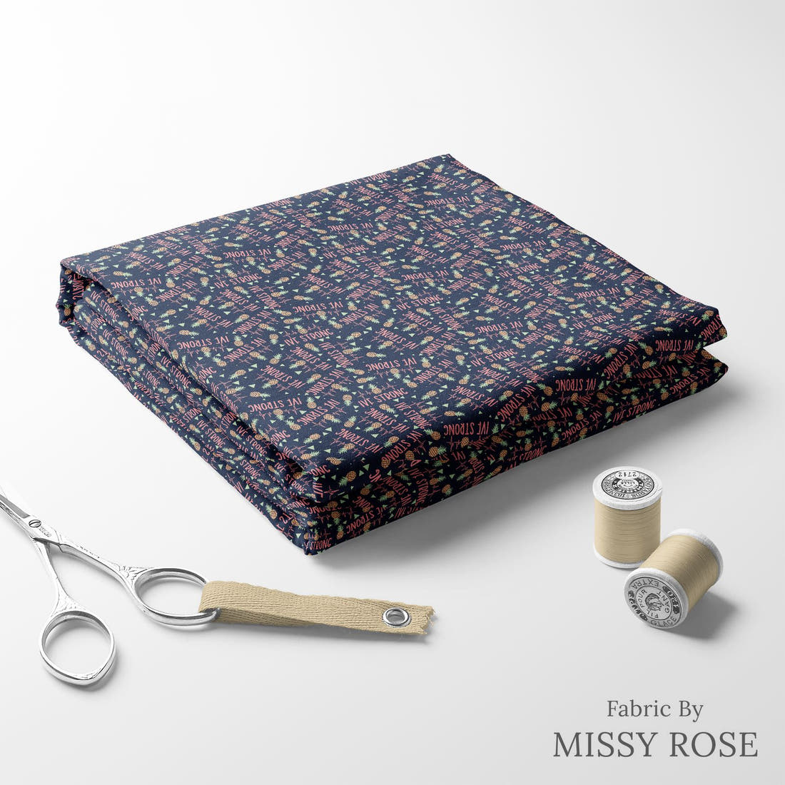 Design 364 IVF Strong Fabric folded fabric stack with matching thread – pre-order fabric Australia | Fabric by Missy Rose