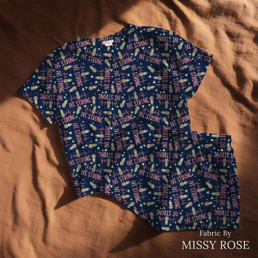 Design 364 IVF Strong Fabric sewn into a lounge set – see how the print looks made up | Fabric by Missy Rose