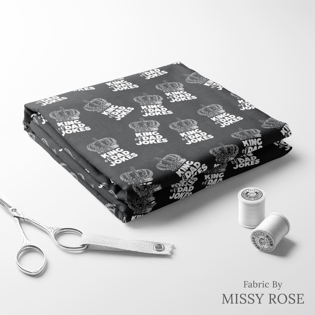 Design 365 Dad Jokes Fabric folded fabric stack with matching thread – pre-order fabric Australia | Fabric by Missy Rose