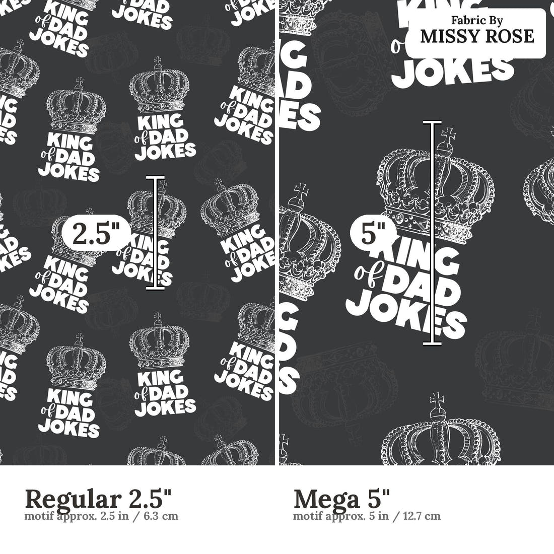 Design 365 Dad Jokes Fabric size comparison - print scale | Fabric by Missy Rose