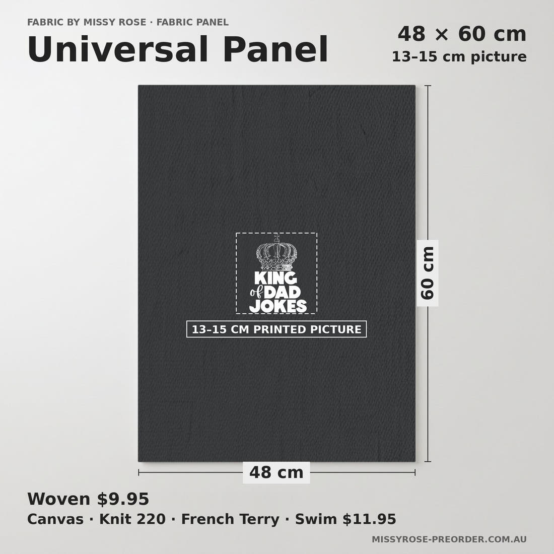 Design 365 Dad Jokes Panel universal panel sizing – 13–15 cm printed picture on 48 × 60 cm fabric | Fabric by Missy Rose