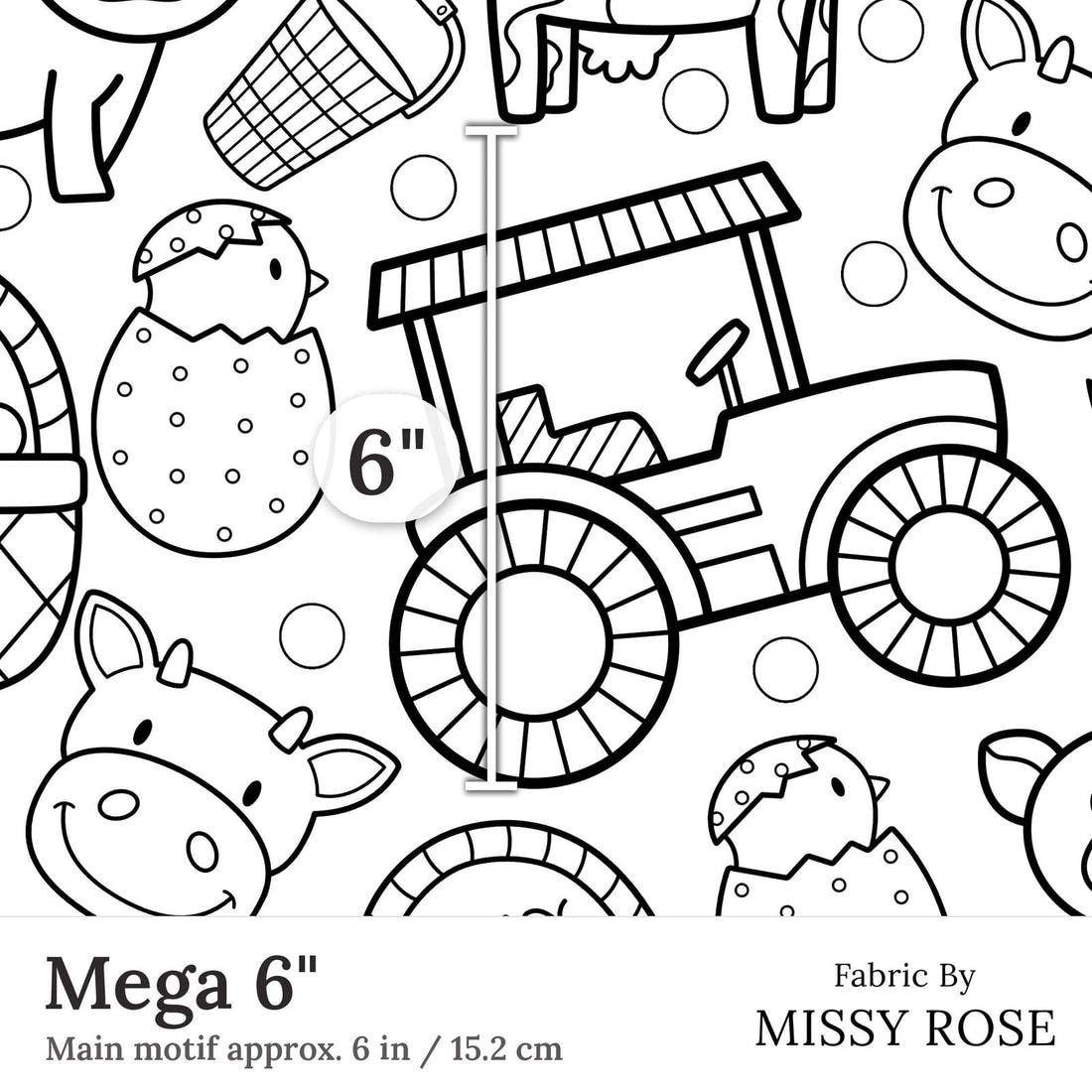 Design 368 Colouring In Fabric Mega 6 inch print scale guide | Fabric by Missy Rose