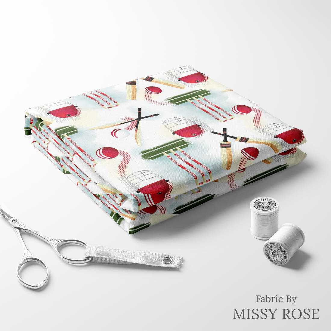 Design 370 Sport Fabric folded fabric stack with matching thread – pre-order fabric Australia | Fabric by Missy Rose