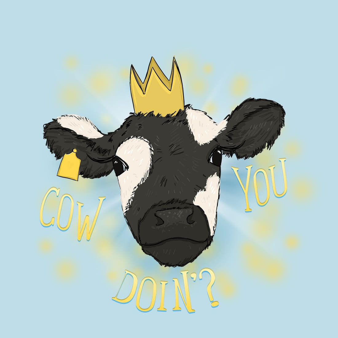 Design 371 Blue Cow Panel – full artwork close-up of the printed picture | Fabric by Missy Rose