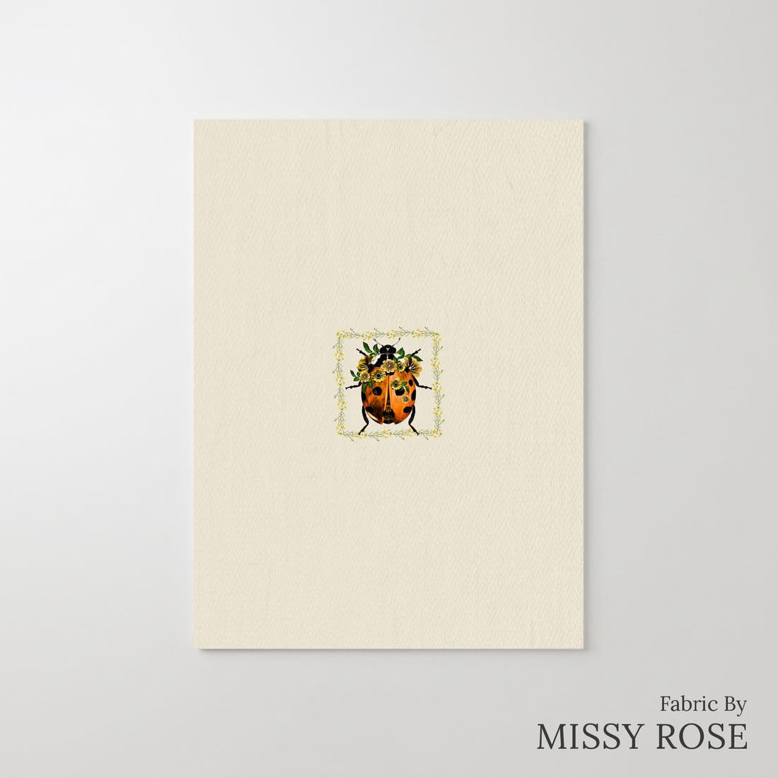 Design 373 Floral Lady Beetle Panel – printed fabric panel with centred picture, custom printed to order | Fabric by Missy Rose