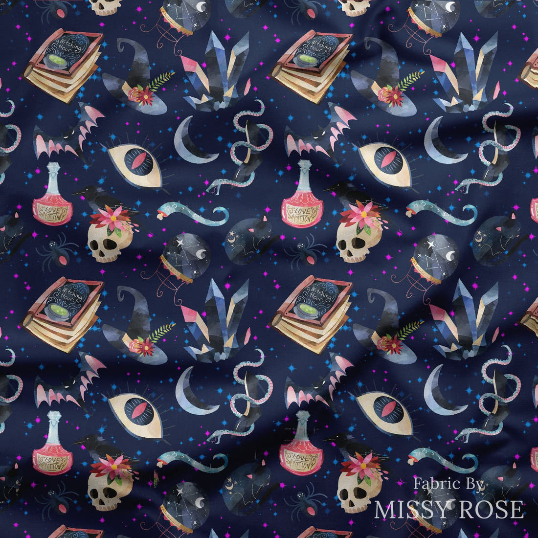 Design 375 Magic Fabric draped fabric mockup – custom printed fabric by the metre | Fabric by Missy Rose