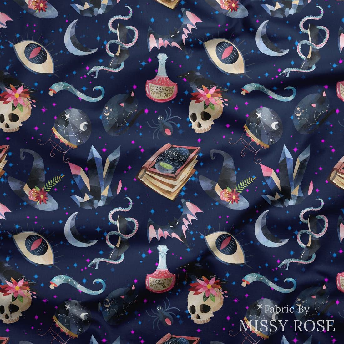 Design 375 Magic Fabric draped fabric mockup – custom printed fabric by the metre | Fabric by Missy Rose