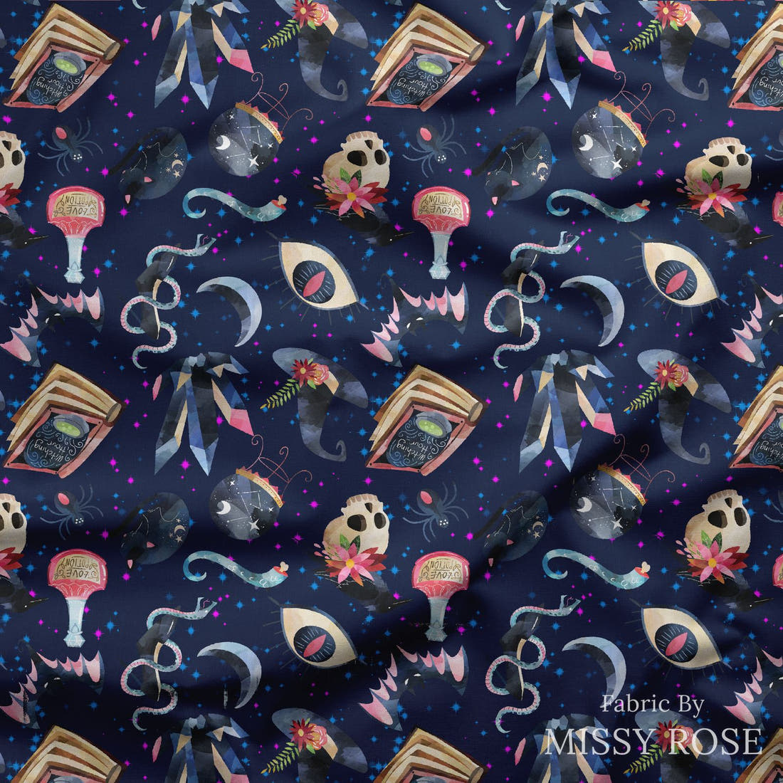 Design 375 Magic Fabric draped fabric mockup – custom printed fabric by the metre | Fabric by Missy Rose