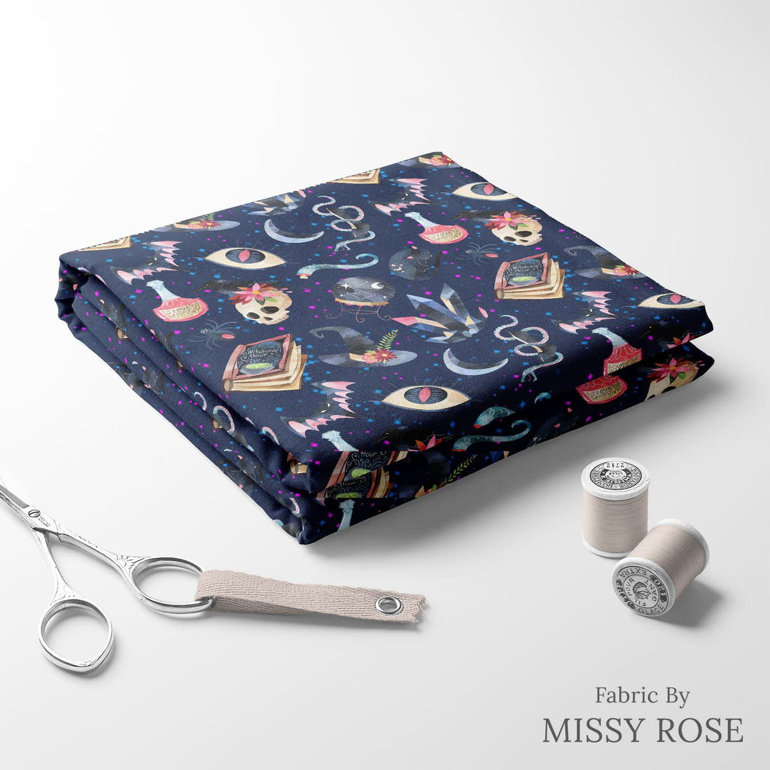 Design 375 Magic Fabric folded fabric stack with matching thread – pre-order fabric Australia | Fabric by Missy Rose