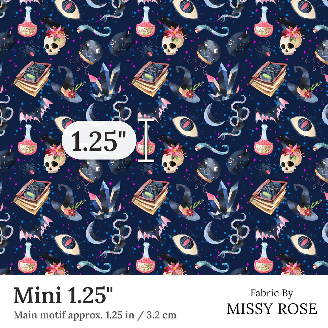 Design 375 Magic Fabric Mini 1.25 inch print scale guide | Fabric by Missy Rose