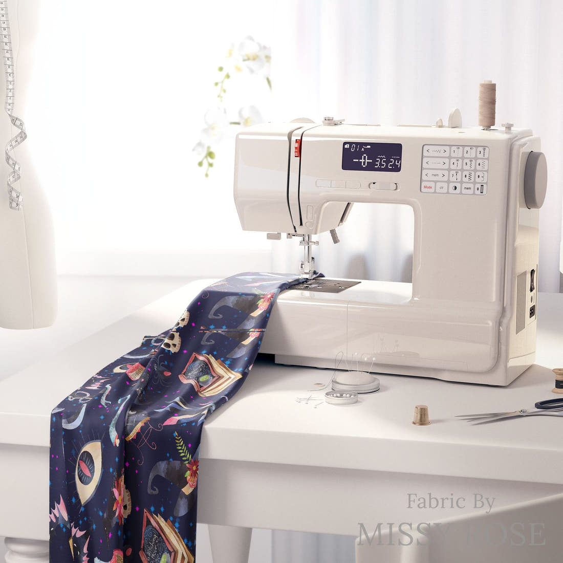 Design 375 Magic Fabric on a sewing machine – premium fabric for sewing projects | Fabric by Missy Rose