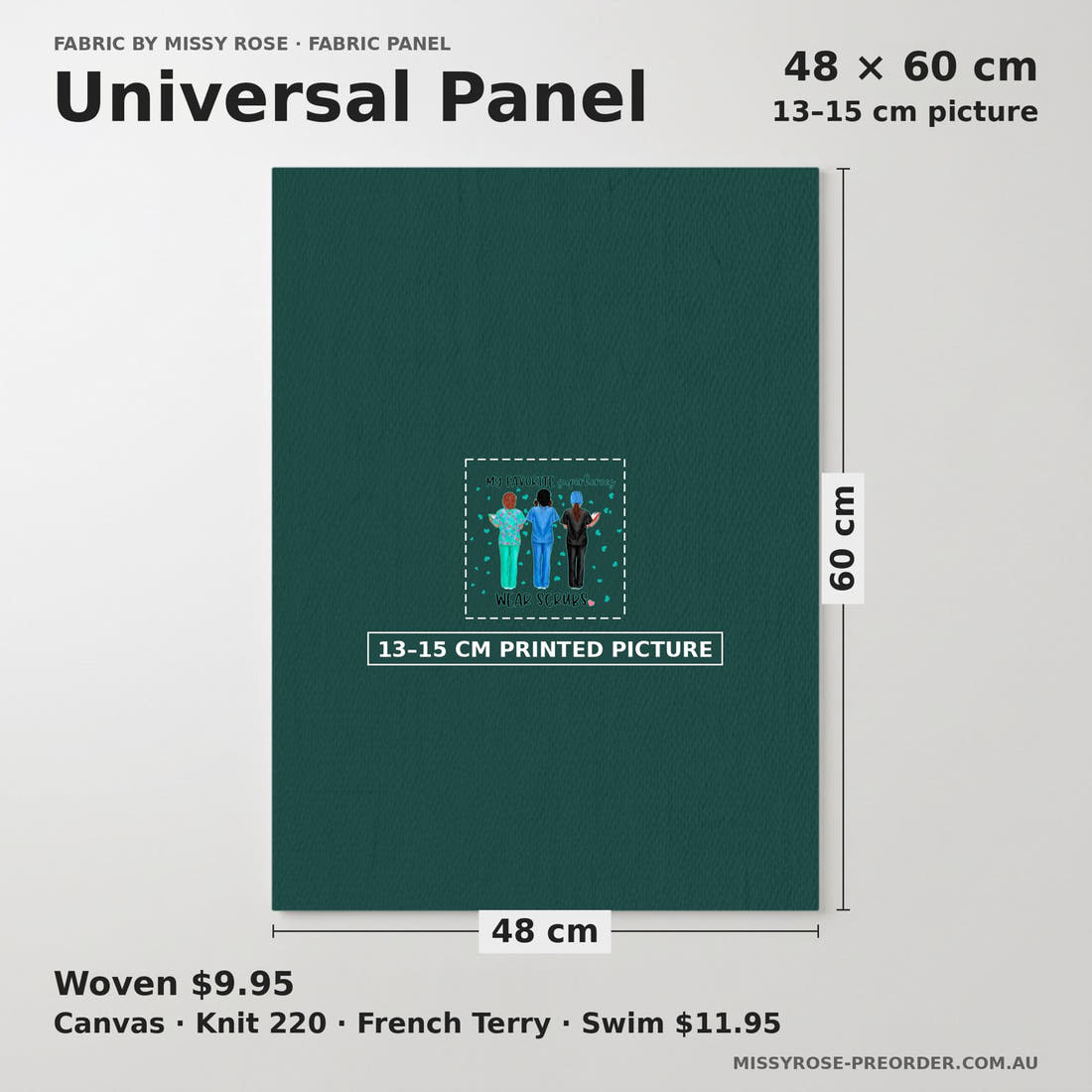 Design 377 Nurse Superhero Panel universal panel sizing – 13–15 cm printed picture on 48 × 60 cm fabric | Fabric by Missy Rose