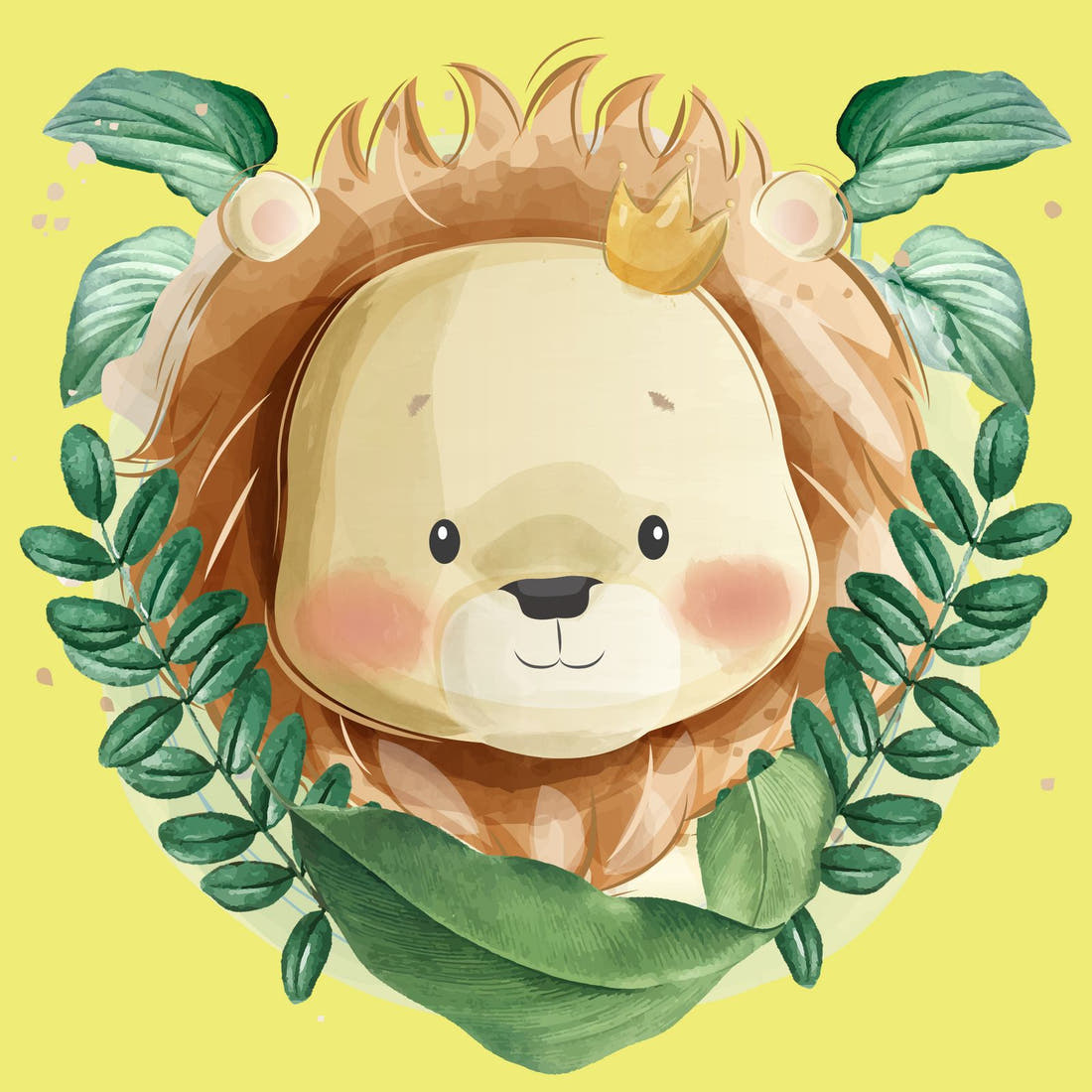 Design 378 Yellow Lion Panel – full artwork close-up of the printed picture | Fabric by Missy Rose