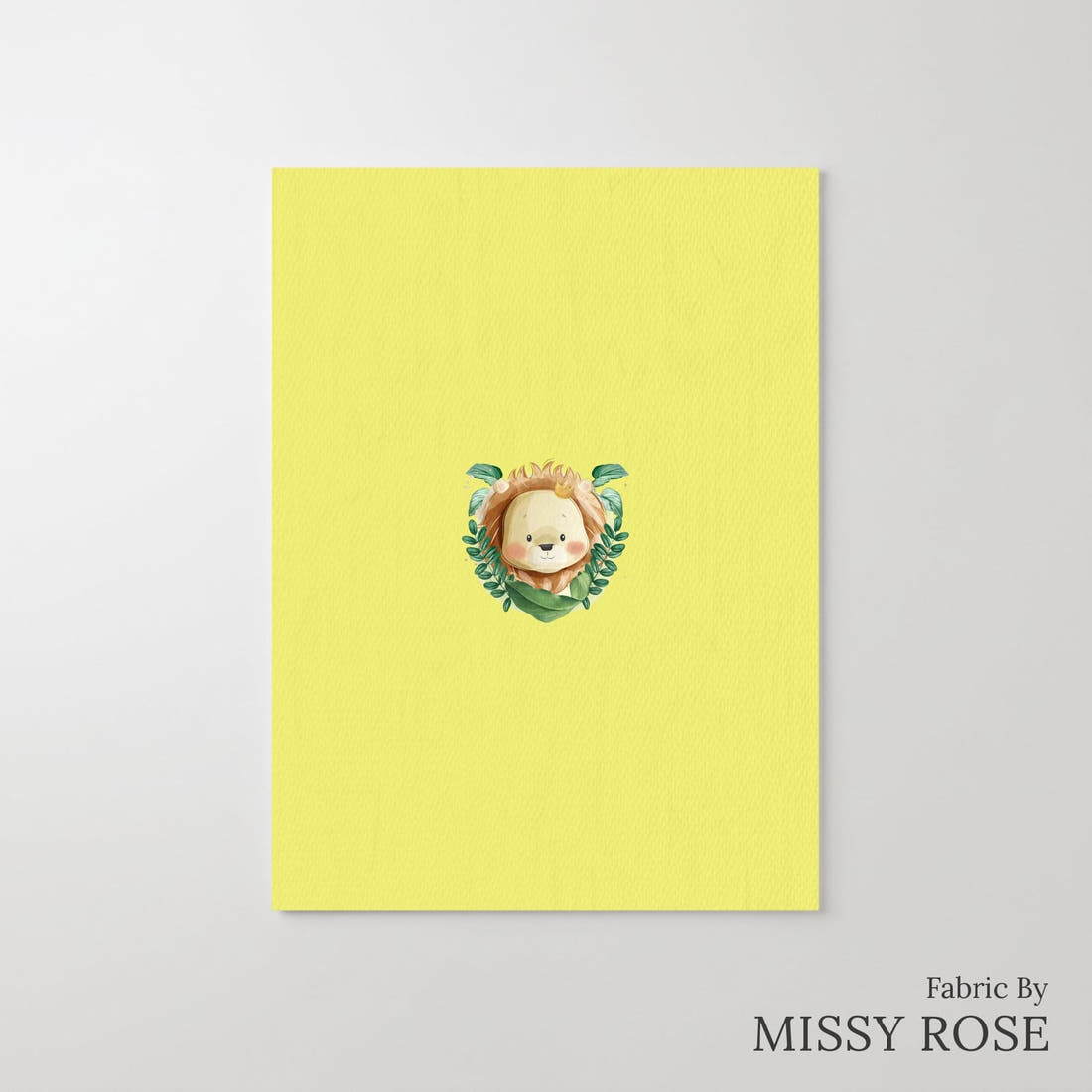 Design 378 Yellow Lion Panel – printed fabric panel with centred picture, custom printed to order | Fabric by Missy Rose