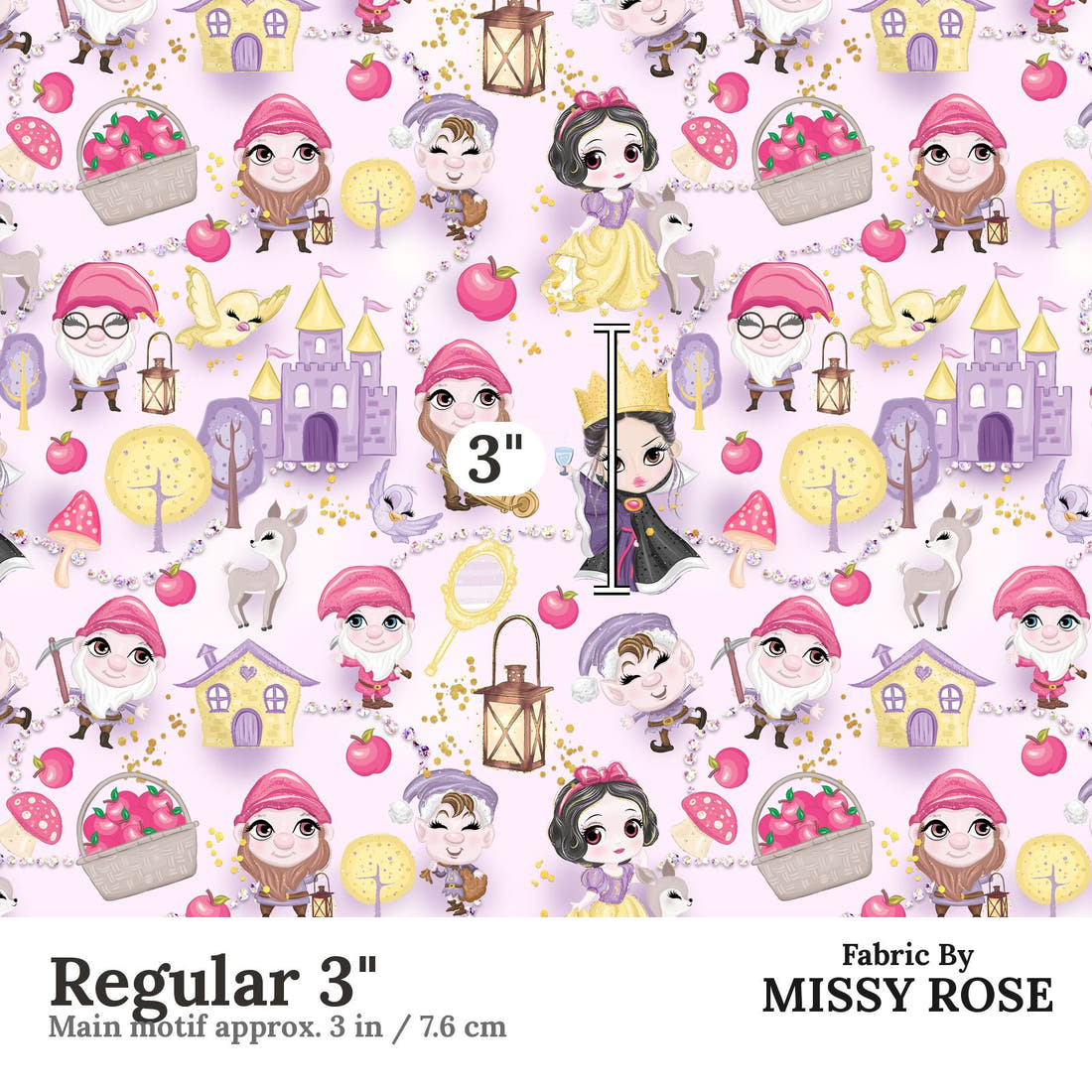 Design 379 Princess Fabric Regular 3" - print scale | Fabric by Missy Rose