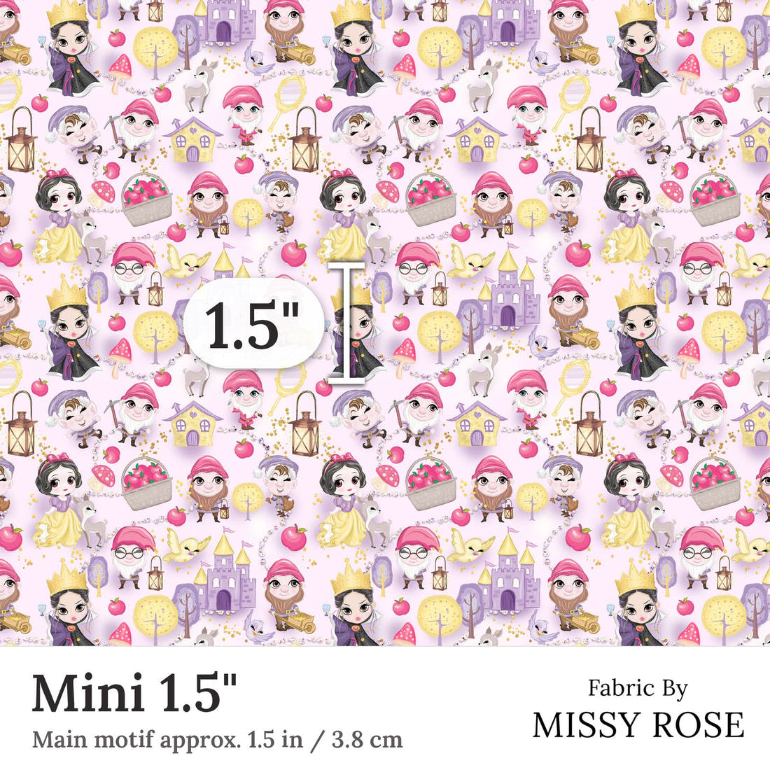 Design 379 Princess Fabric Mini 1.5 inch print scale guide | Fabric by Missy Rose