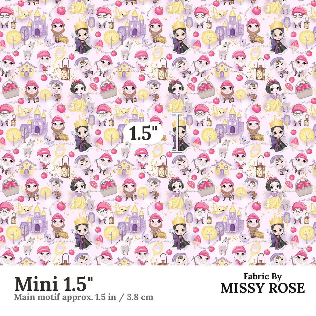 Design 379 Princess Fabric Mini 1.5" - print scale | Fabric by Missy Rose