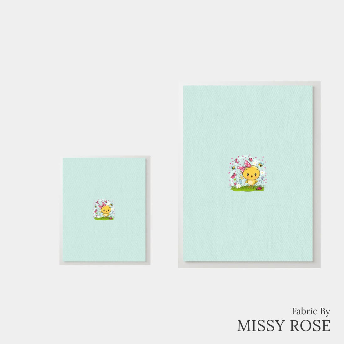 Design 38 Cute Chick Panel – universal and adult panel sizes side by side | Fabric by Missy Rose