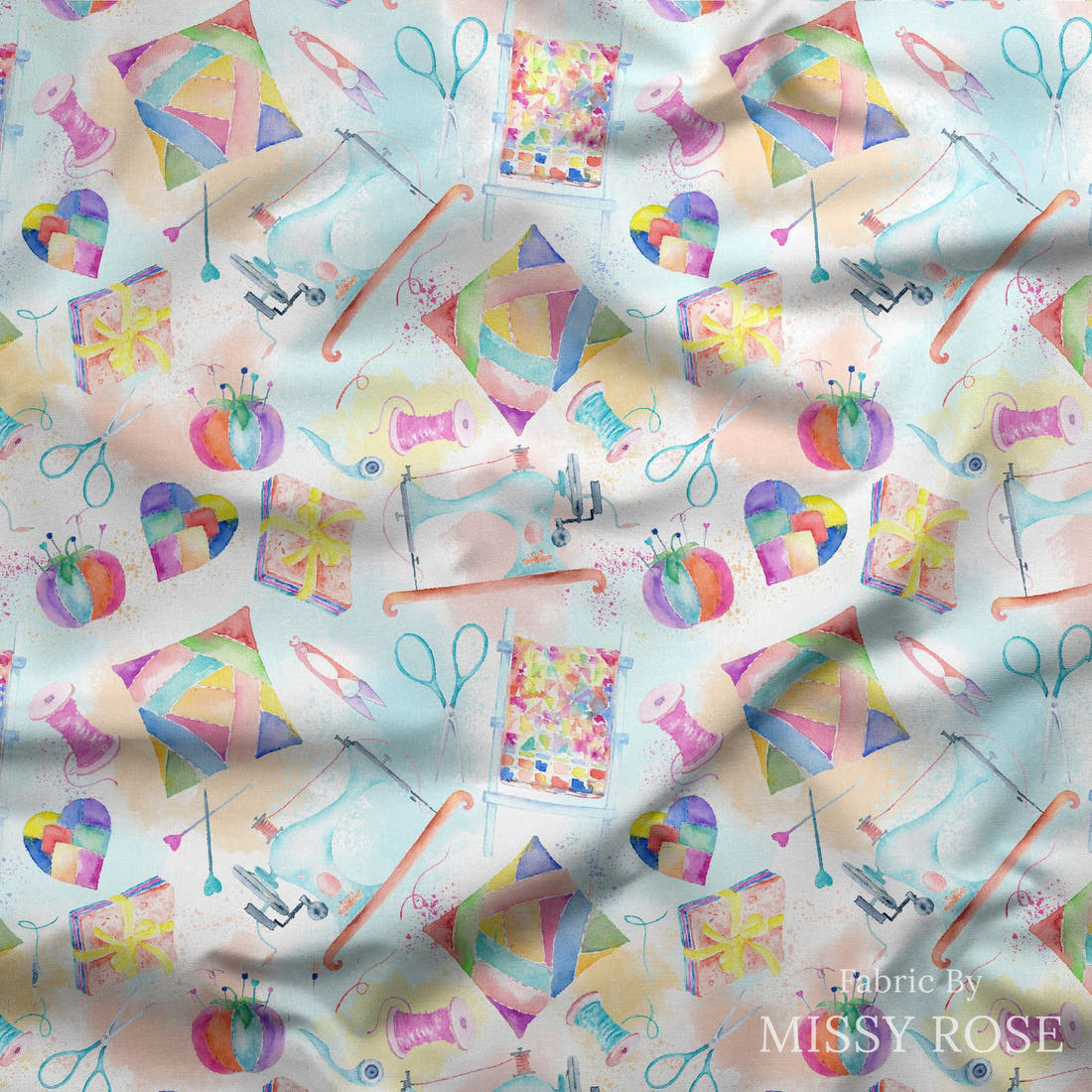 Design 381 Quilting Fabric draped fabric mockup – custom printed fabric by the metre | Fabric by Missy Rose