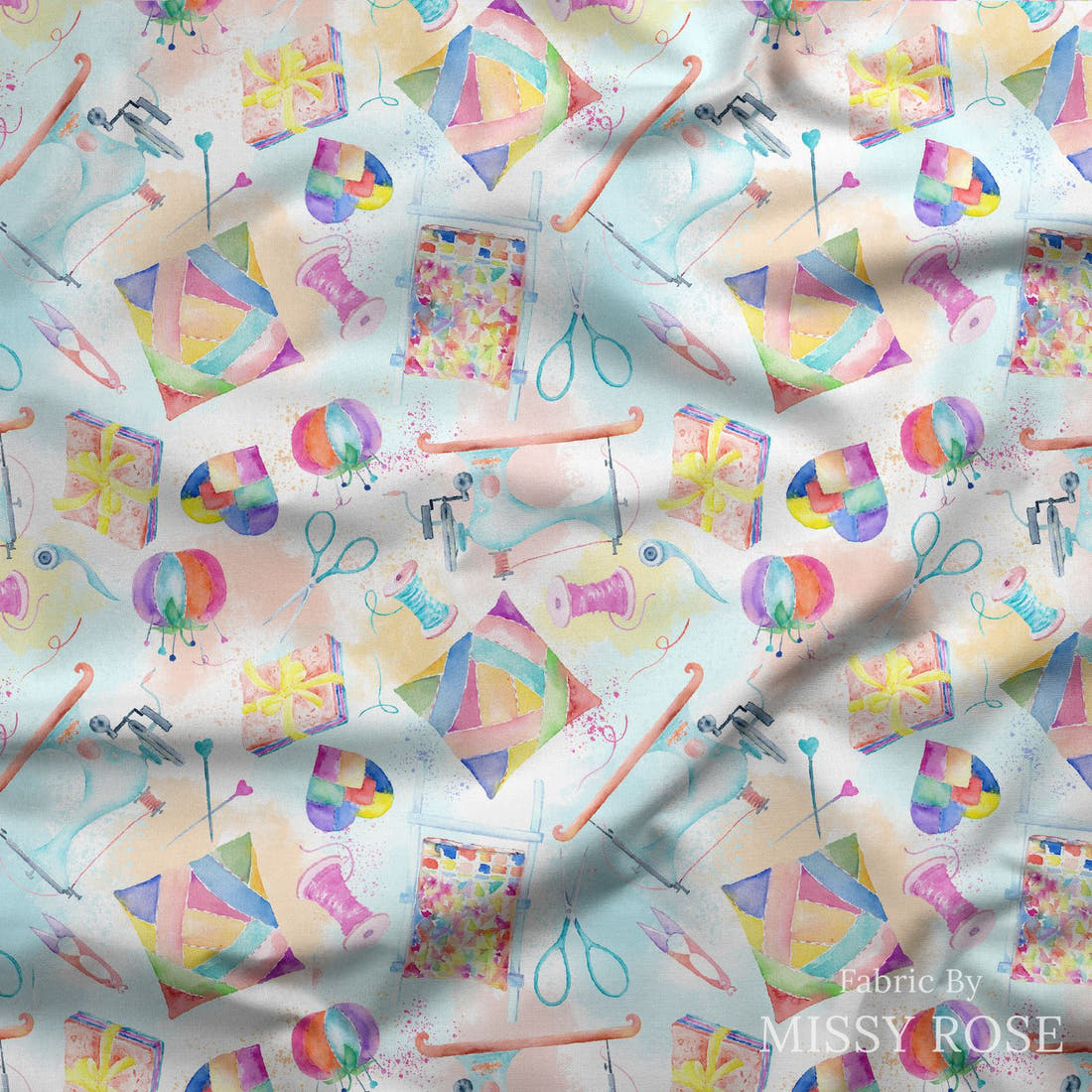 Design 381 Quilting Fabric draped fabric mockup – custom printed fabric by the metre | Fabric by Missy Rose