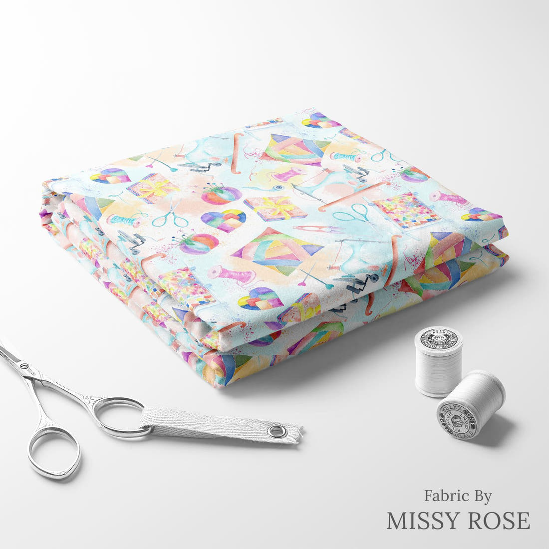 Design 381 Quilting Fabric folded fabric stack with matching thread – pre-order fabric Australia | Fabric by Missy Rose
