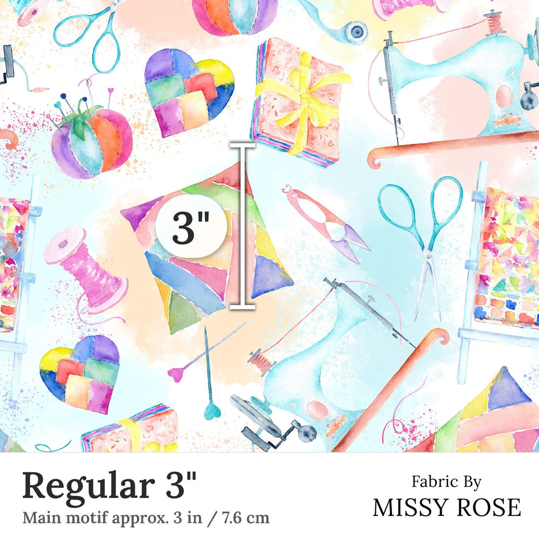 Design 381 Quilting Fabric Regular 3 inch print scale guide | Fabric by Missy Rose