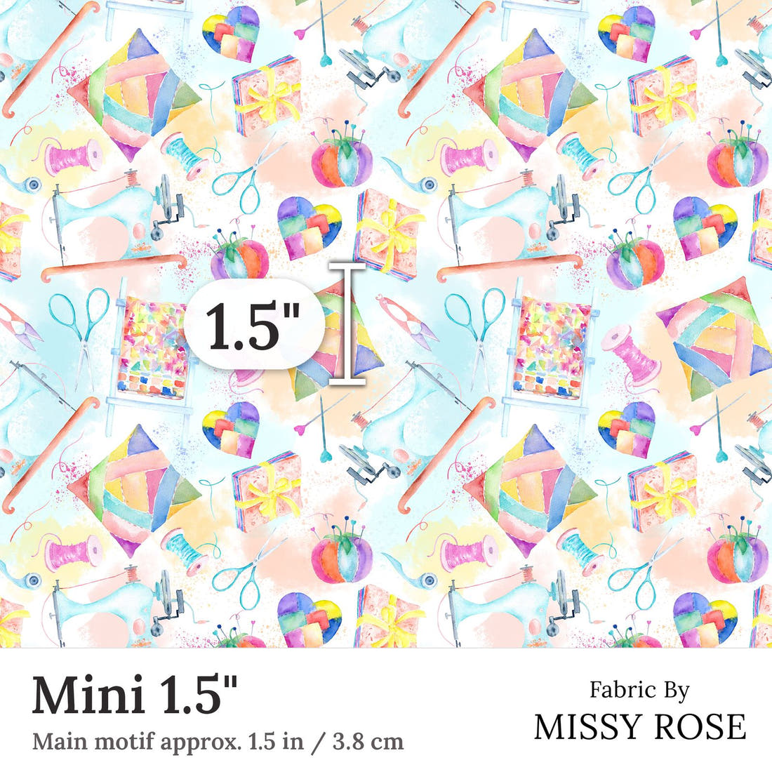 Design 381 Quilting Fabric Mini 1.5 inch print scale guide | Fabric by Missy Rose