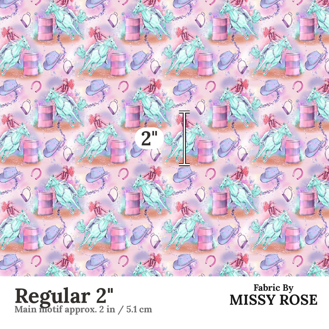 Design 383 Barrel Riding Fabric Regular 2" - print scale | Fabric by Missy Rose