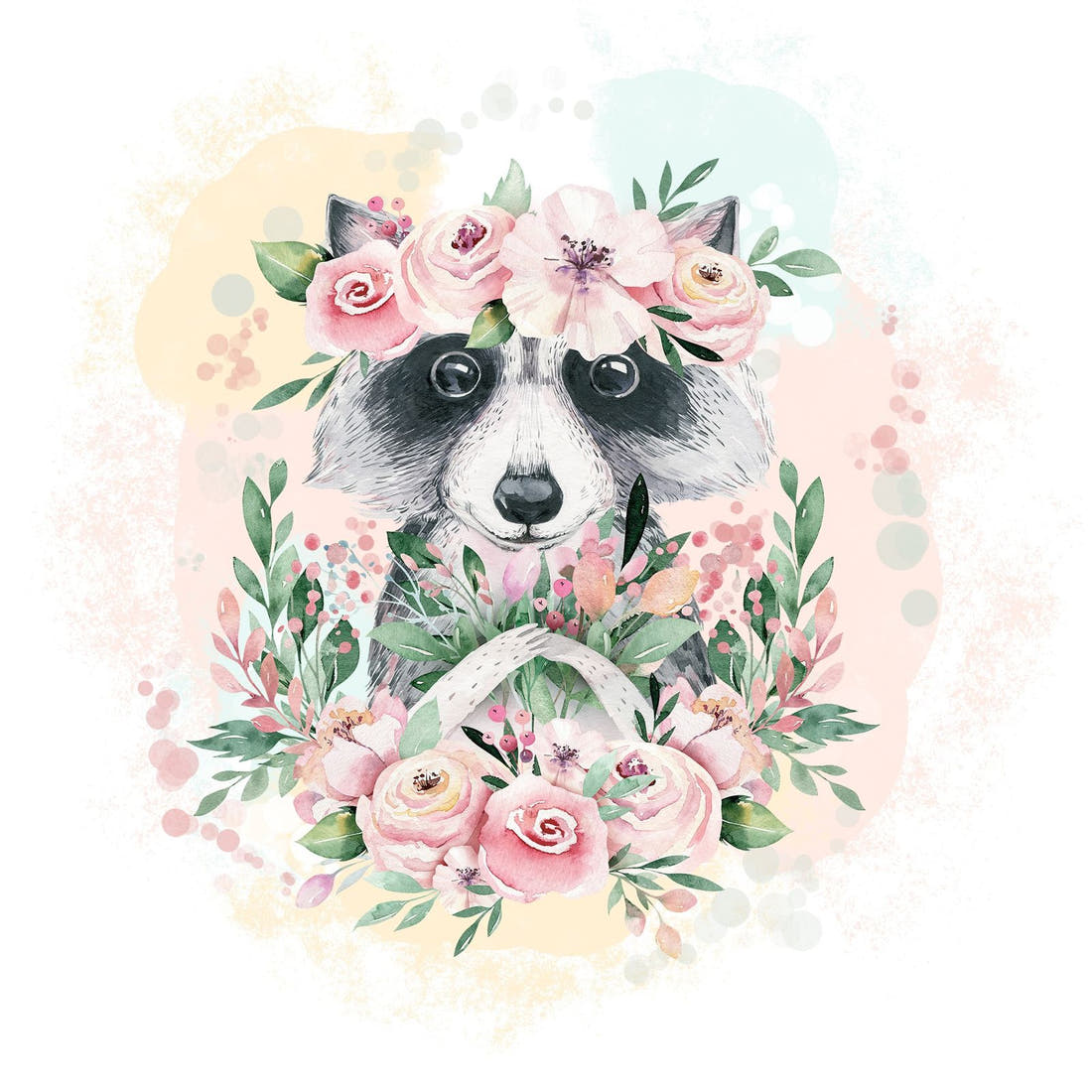 Design 384 Raccoon Panel – full artwork close-up of the printed picture | Fabric by Missy Rose