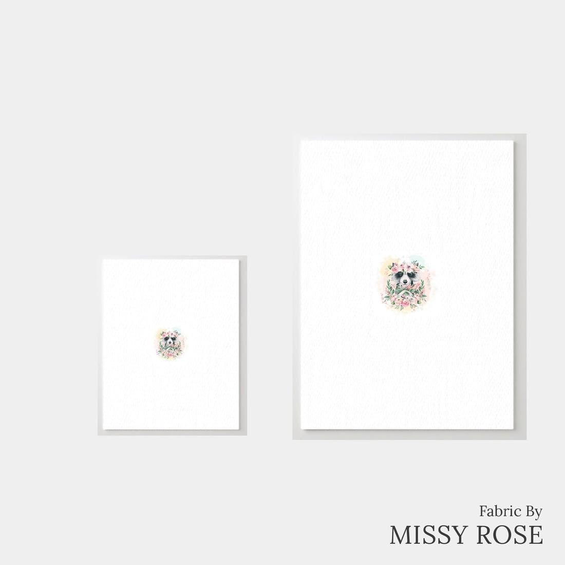 Design 384 Raccoon Panel – universal and adult panel sizes side by side | Fabric by Missy Rose
