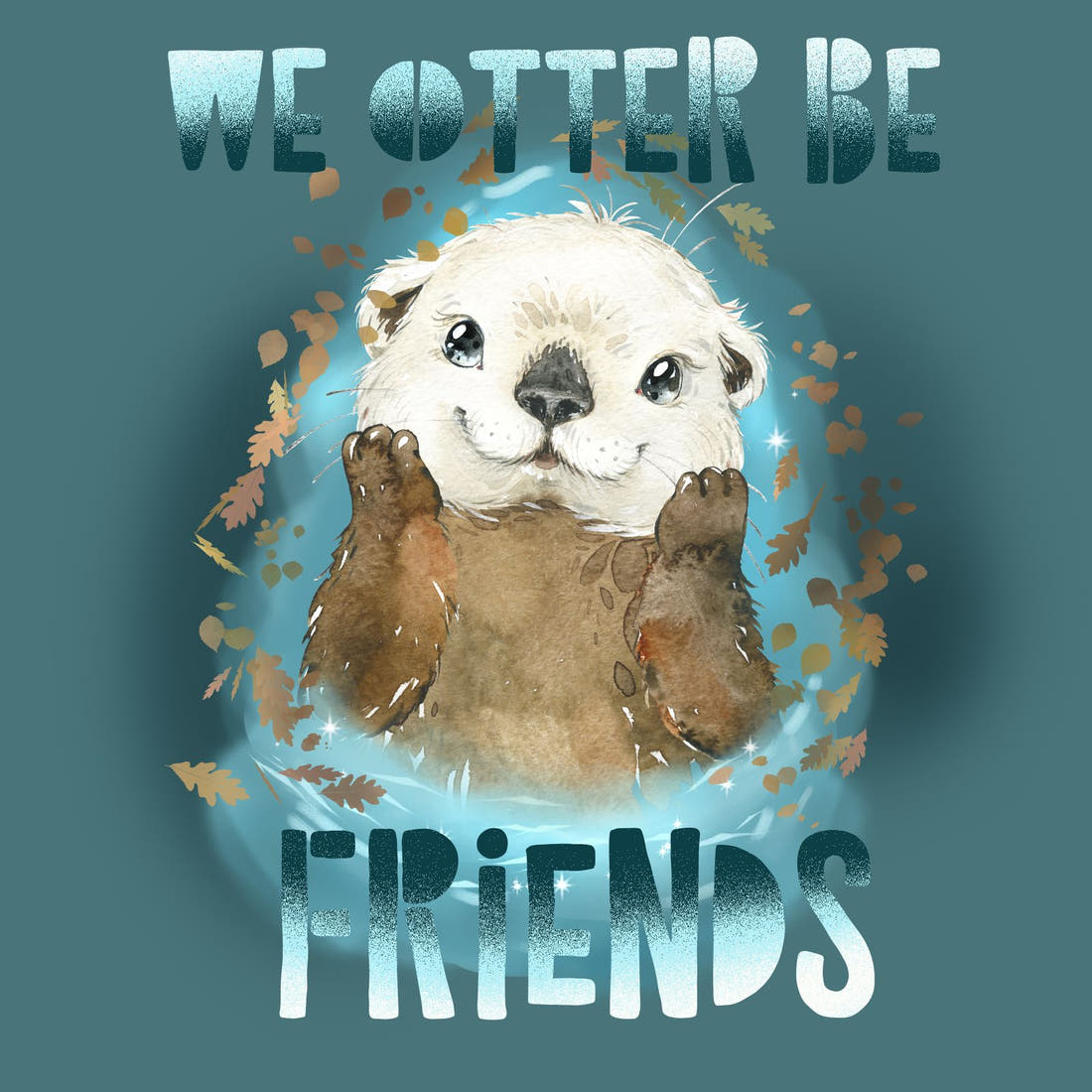 Design 385 Otter Panel – full artwork close-up of the printed picture | Fabric by Missy Rose