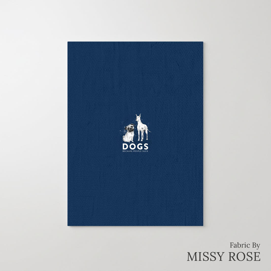 Design 386 Navy Dogs Panel – printed fabric panel with centred picture, custom printed to order | Fabric by Missy Rose