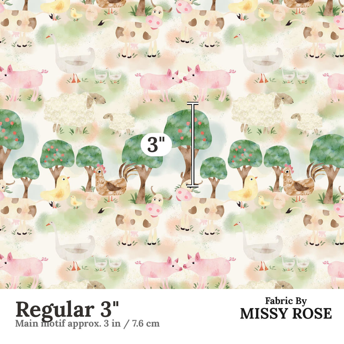 Design 387 Farm Yard Fabric Regular 3" - print scale | Fabric by Missy Rose