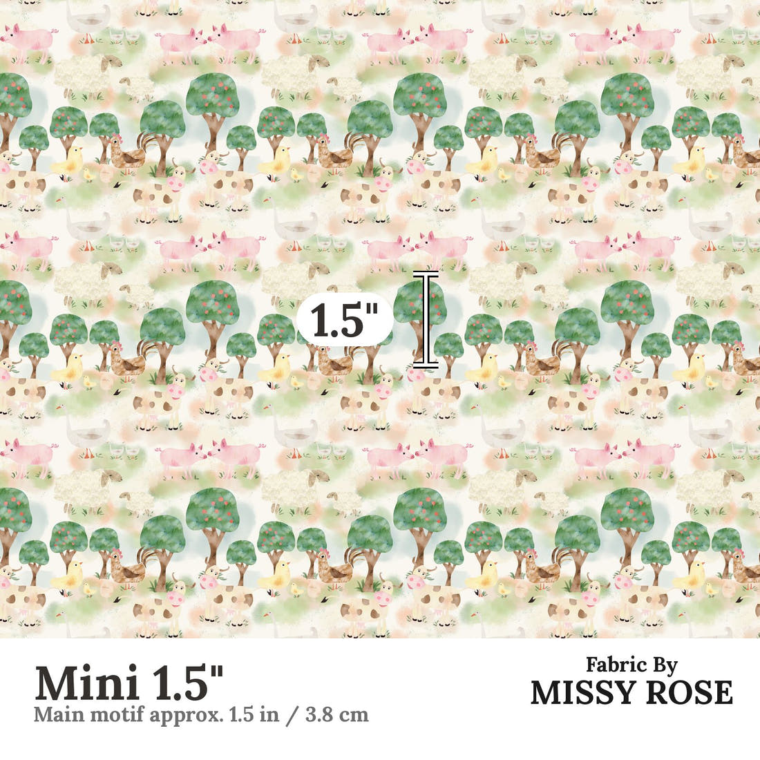 Design 387 Farm Yard Fabric Mini 1.5" - print scale | Fabric by Missy Rose