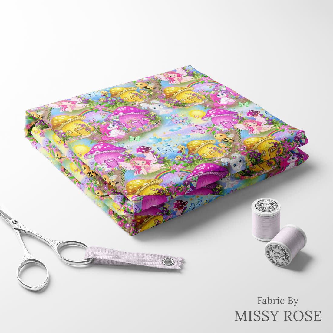 Design 388 Magical Wonderland Fabric folded fabric stack with matching thread – pre-order fabric Australia | Fabric by Missy Rose